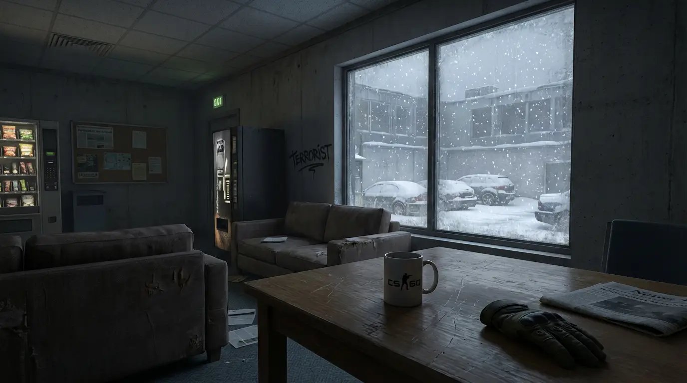 The view from T spawn on Dust 2 looking down mid