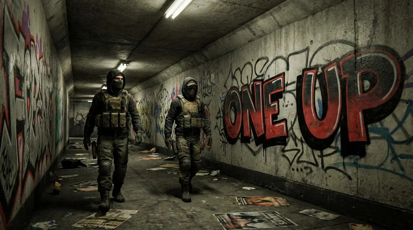 A futuristic view of a Counter-Strike map